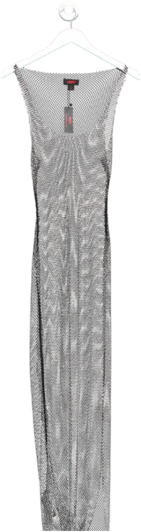 Misspap Black Miss Joslin Premium Fishnet Maxi Dress UK M