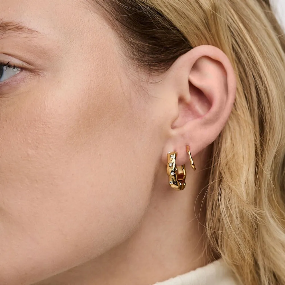 Molten Mid-Sized Hoop Earrings Made With Swarovski Crystals