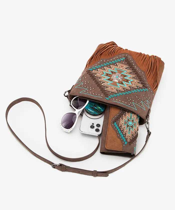 Montana West Aztec Fringe Concealed Carry Crossbody Purse