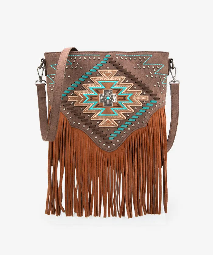 Montana West Aztec Fringe Concealed Carry Crossbody Purse