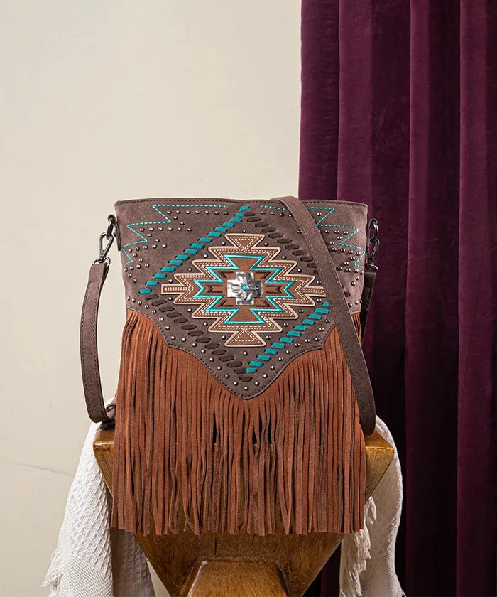 Montana West Aztec Fringe Concealed Carry Crossbody Purse