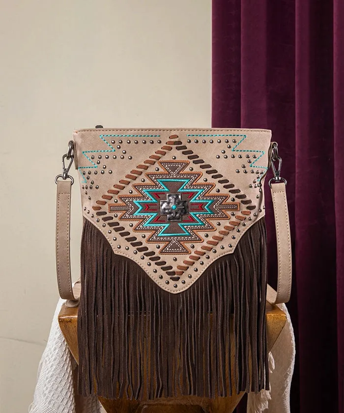 Montana West Aztec Fringe Concealed Carry Crossbody Purse