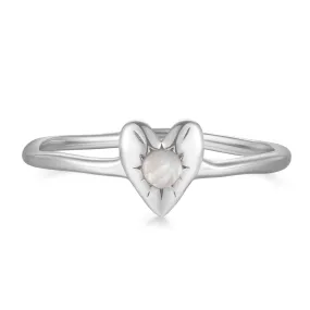 Moonstone Silver Heart Ring - Self Love