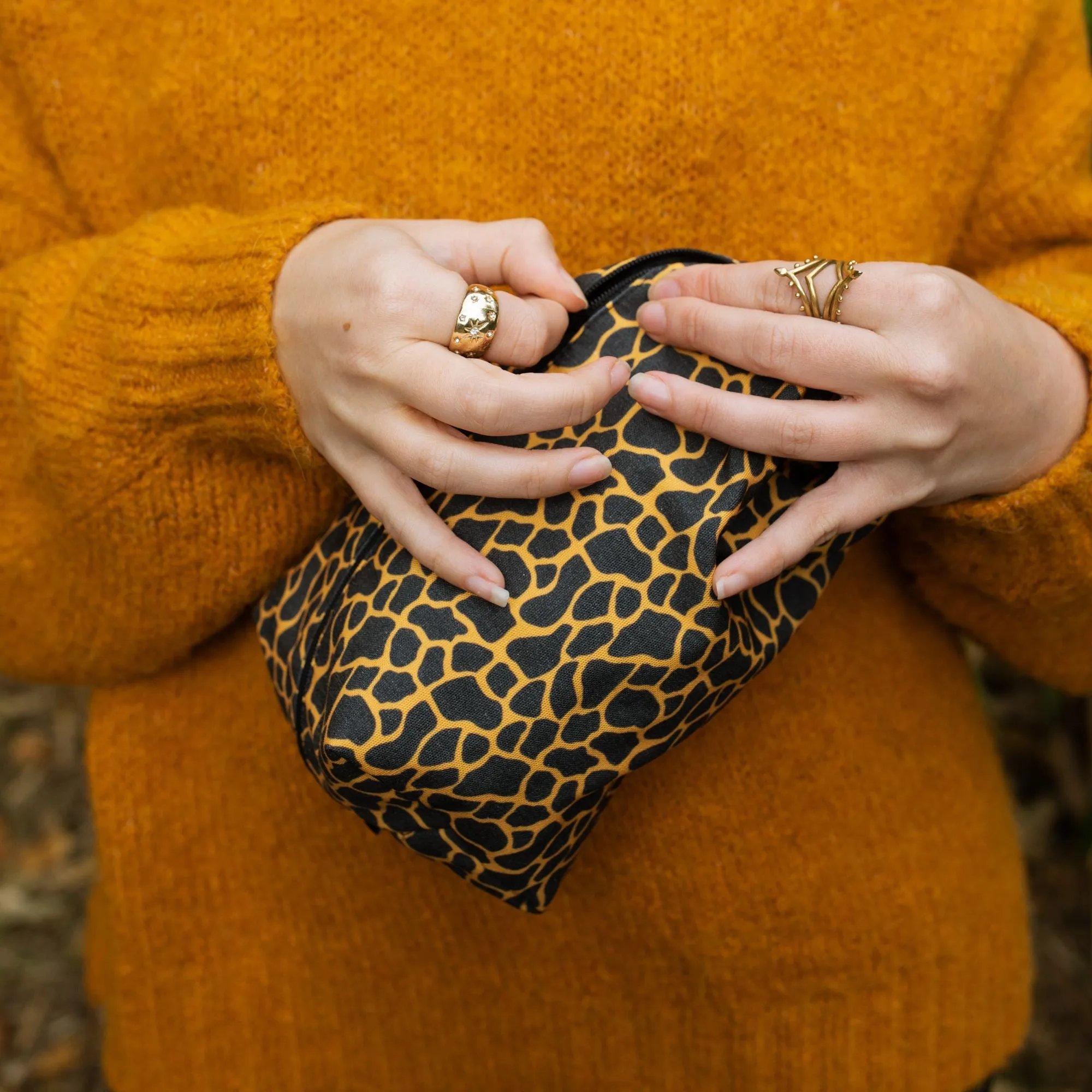 Mosaic Black & Gold Make Up Pouch