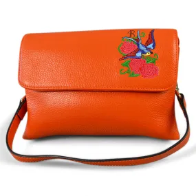 NAMBUCCA - Orange Leather Fold Crossbody Bag