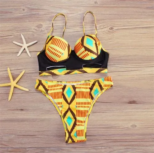 New in African Print High Waist Swimsuit 2 piece Bikini Set