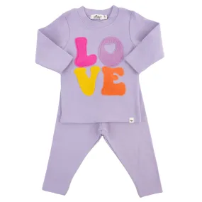 oh baby! Two Piece Set - Cotton Candy LOVE Applique - Orchid