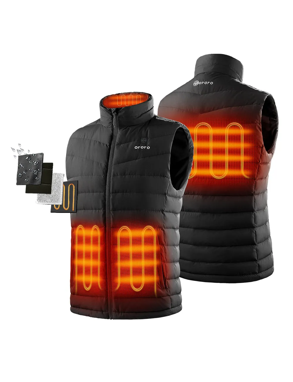 (Open-box) Men's Heated Lightweight Down Vest - Black (Battery Set Not Included)