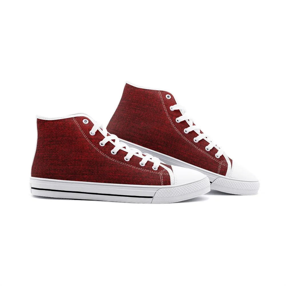 Our Best Canvas High Top Sneaker Men and Women Red Denim Pattern