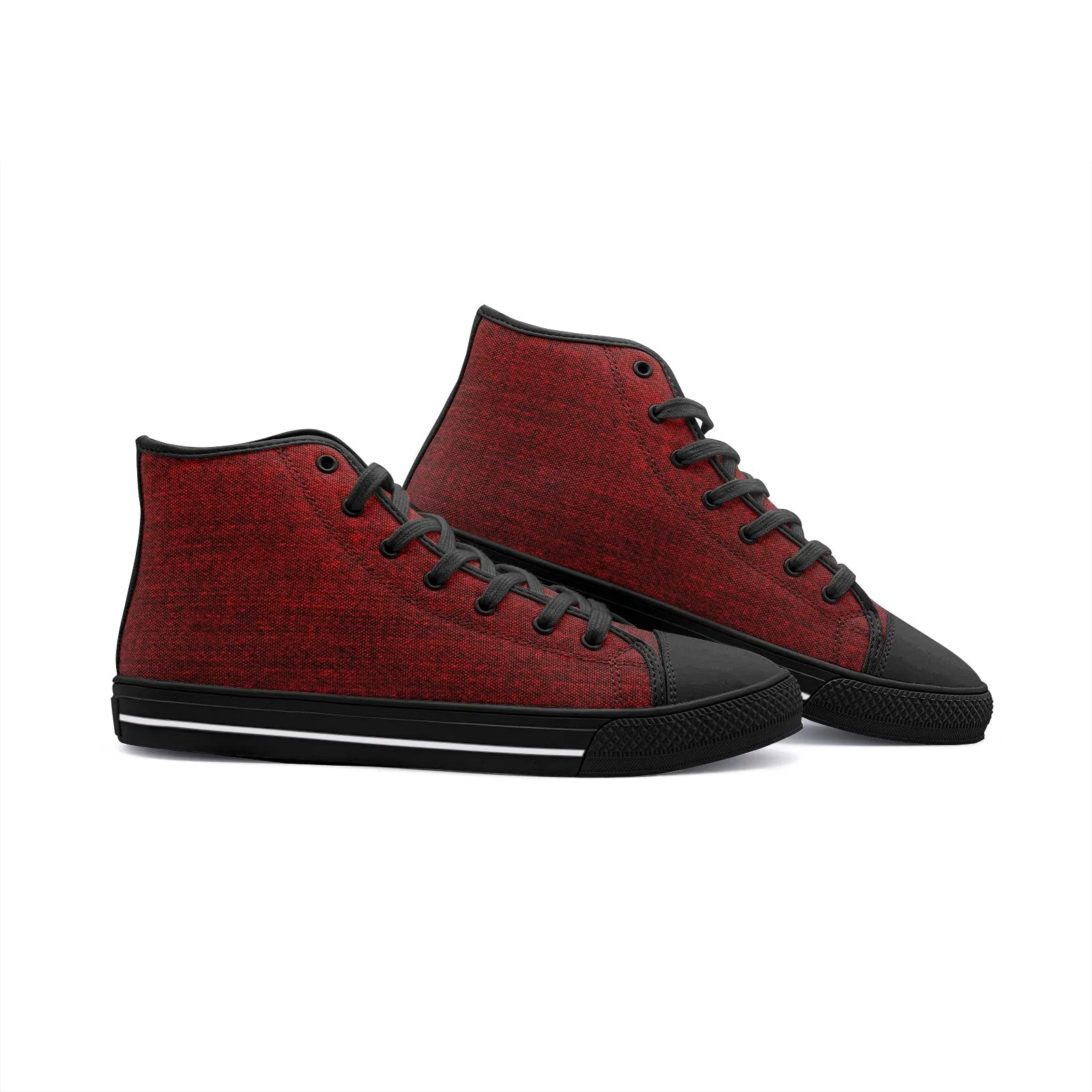 Our Best Canvas High Top Sneaker Men and Women Red Denim Pattern