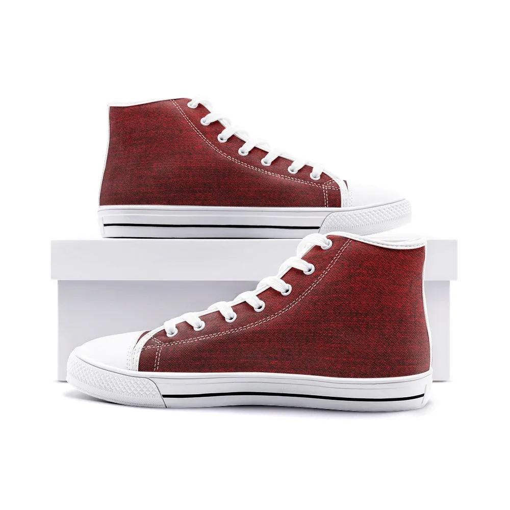 Our Best Canvas High Top Sneaker Men and Women Red Denim Pattern