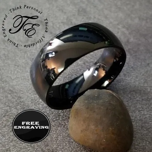 Personalized Men's Black Promise Ring - Engraved Men's Ring Handwriting Ring