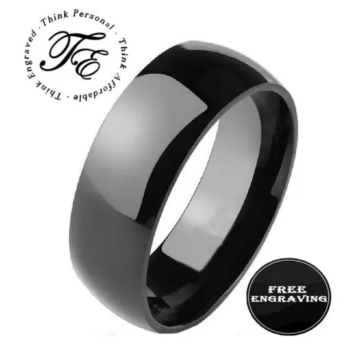 Personalized Men's Black Promise Ring - Engraved Men's Ring Handwriting Ring