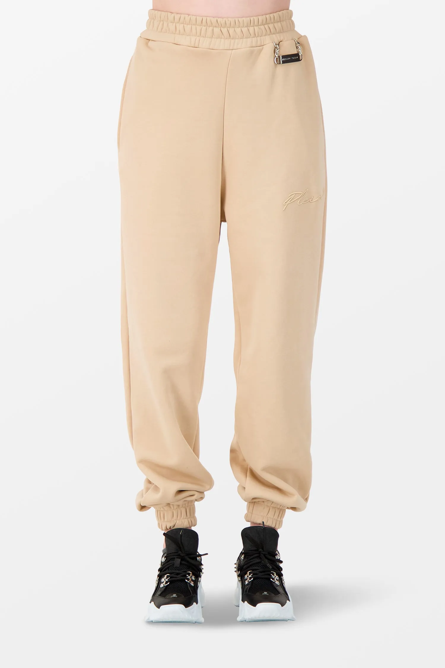 Philipp Plein Beige Embroidery Signature Trousers