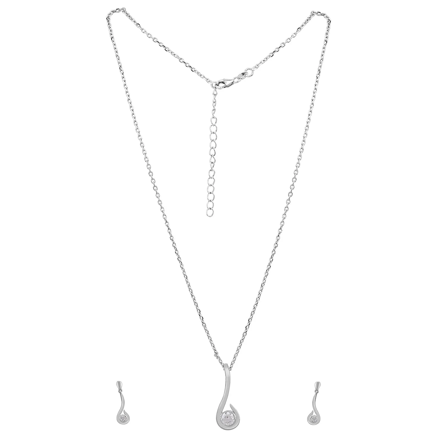 Pissara by Sukkhi Fancy 925 Sterling Silver Cubic Zirconia Pendant Set For Women And Girls|with Authenticity Certificate, 925 Stamp & 6 Months Warranty