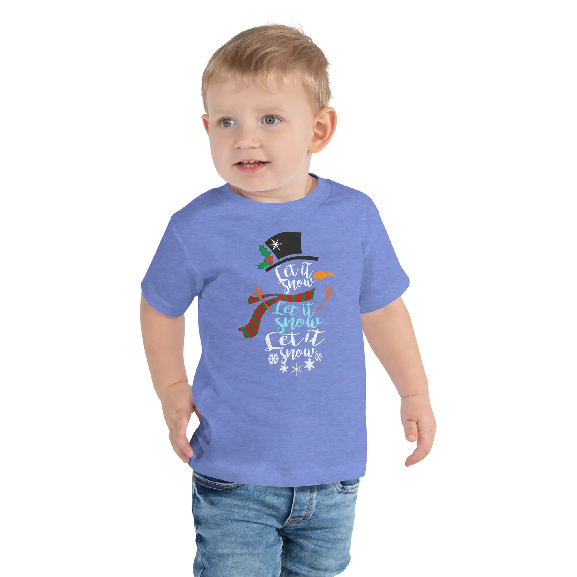 "Let It Snow" Toddler Short Sleeve Tee (Columbia Blue)