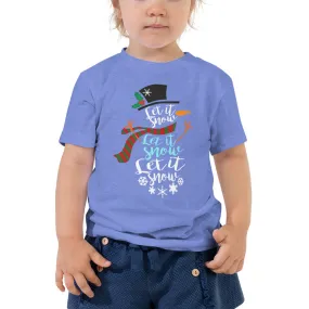 "Let It Snow" Toddler Short Sleeve Tee (Columbia Blue)