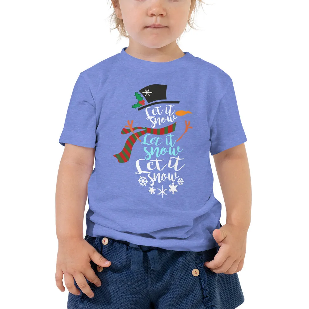 "Let It Snow" Toddler Short Sleeve Tee (Columbia Blue)