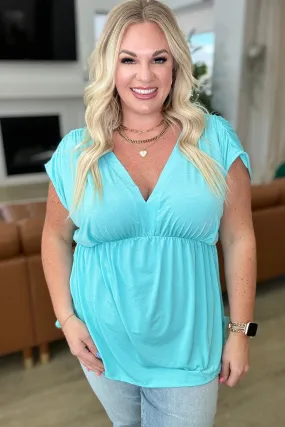 Rhea Peplum Top in Neon Blue - 4/19