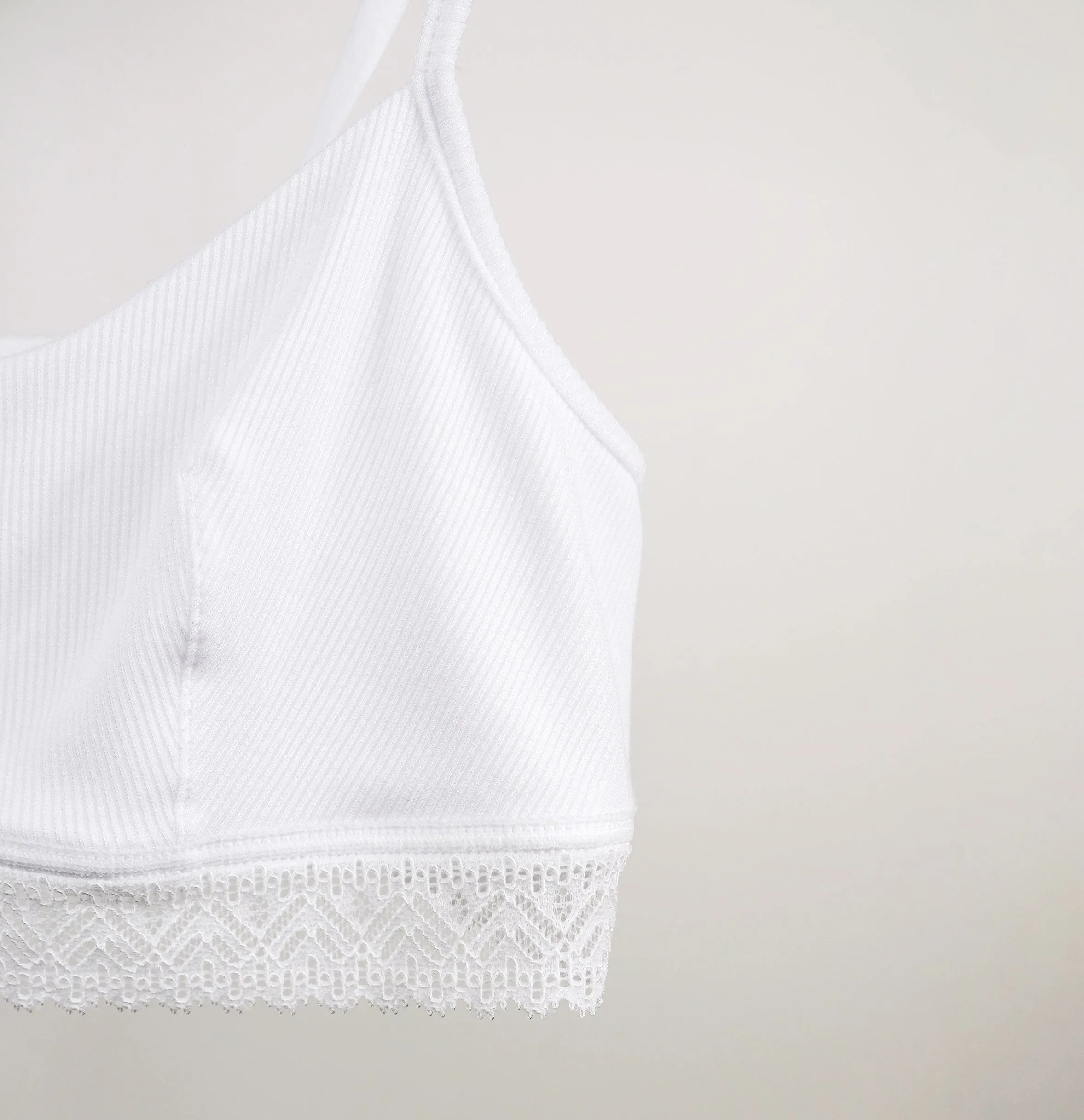 Ribbed modal & cotton bandeau crop [Chalk]