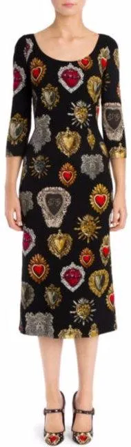 'Sacred' Heart Print Sheath Dress