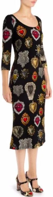 'Sacred' Heart Print Sheath Dress