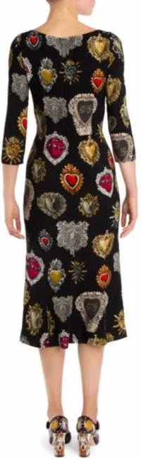 'Sacred' Heart Print Sheath Dress