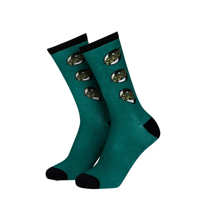 Santa Cruz Shark Trip Sock SCA-SCK-0365
 black green 2 pairs