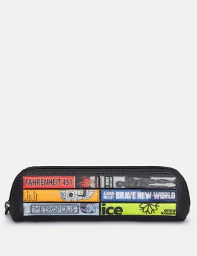 Sci-Fi Bookworm Black Leather Pencil Case