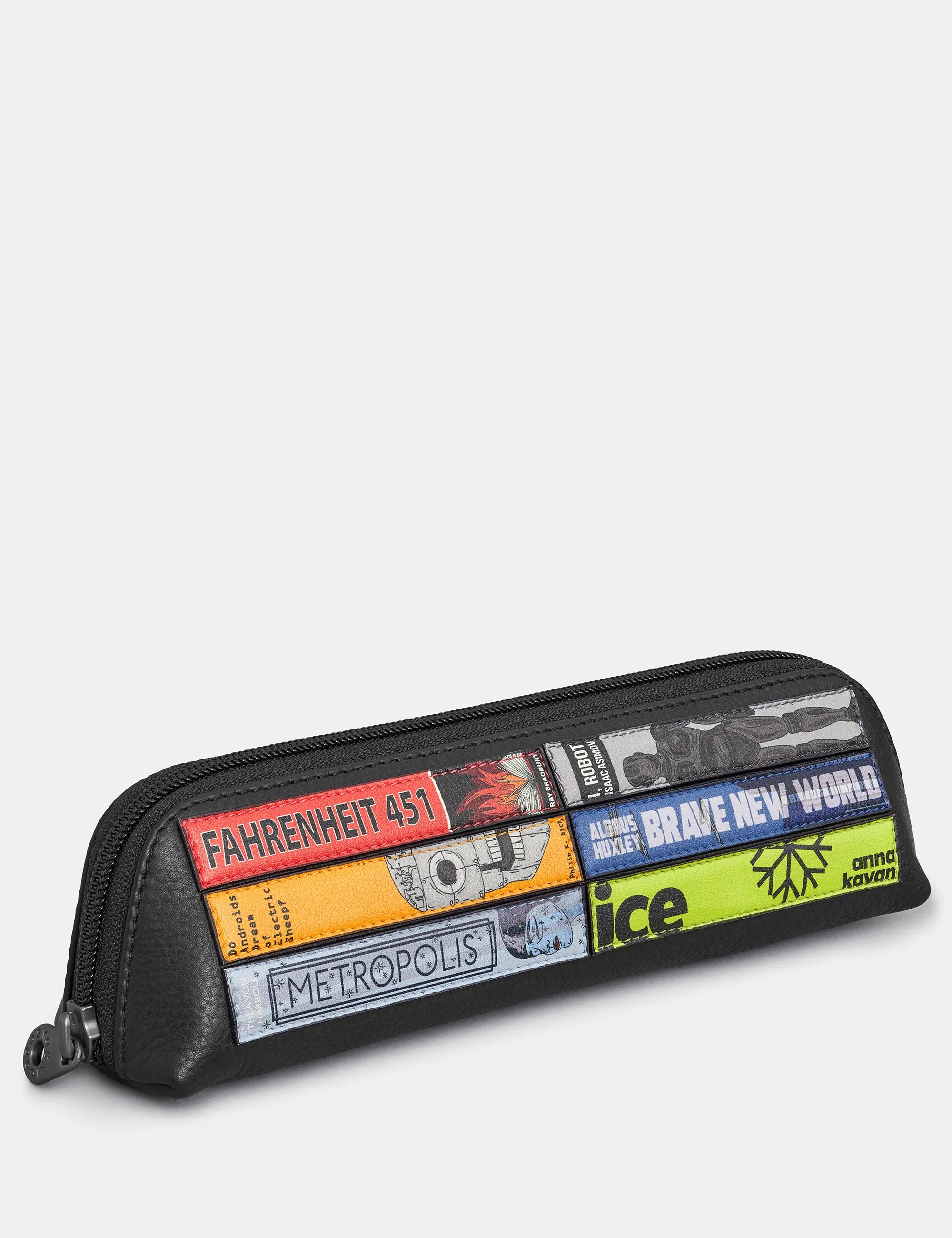 Sci-Fi Bookworm Black Leather Pencil Case