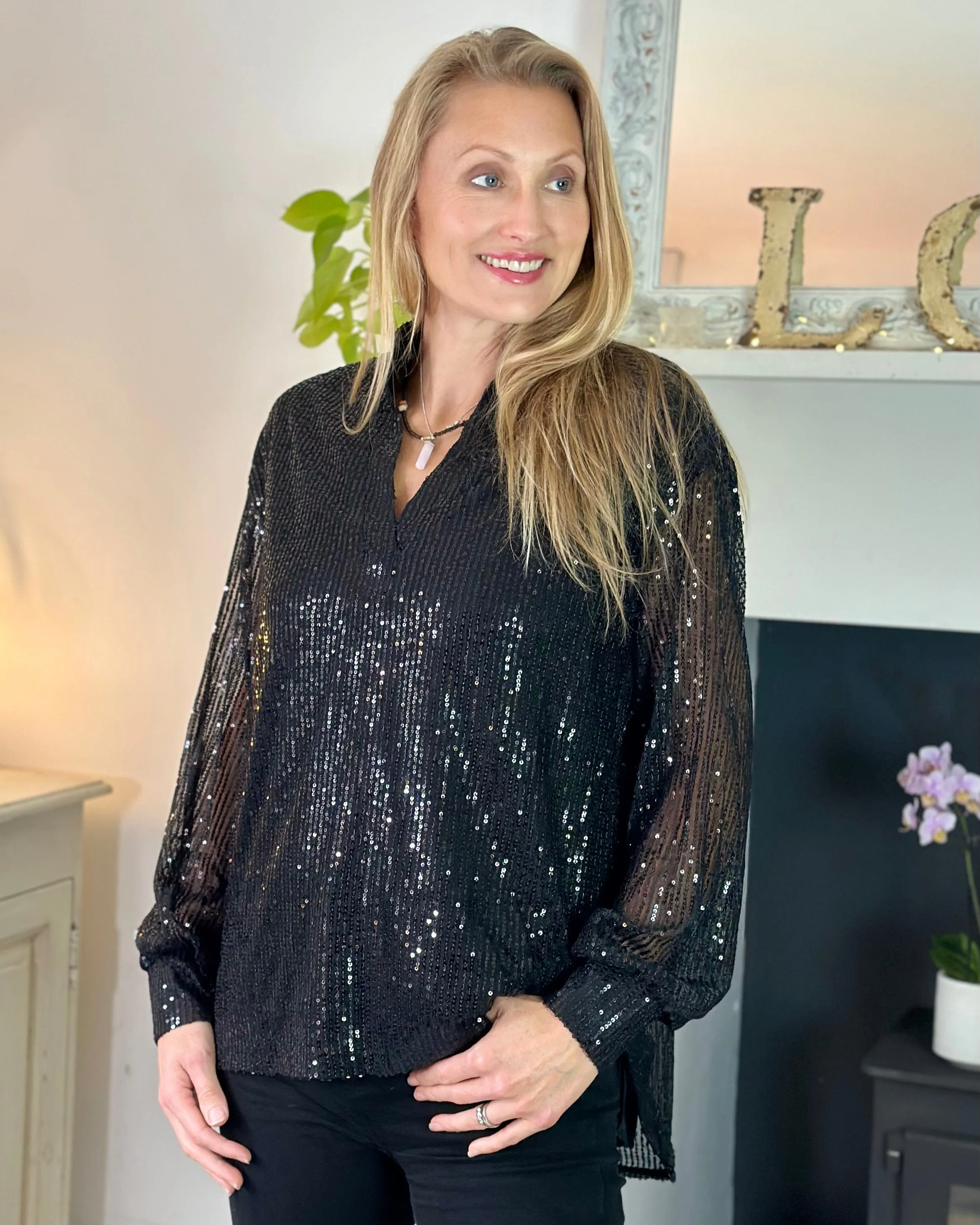 Sequin Shirt - Black