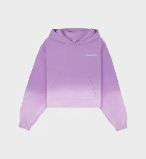 Serif Logo Cropped Hoodie - Dip Dye Purple/White