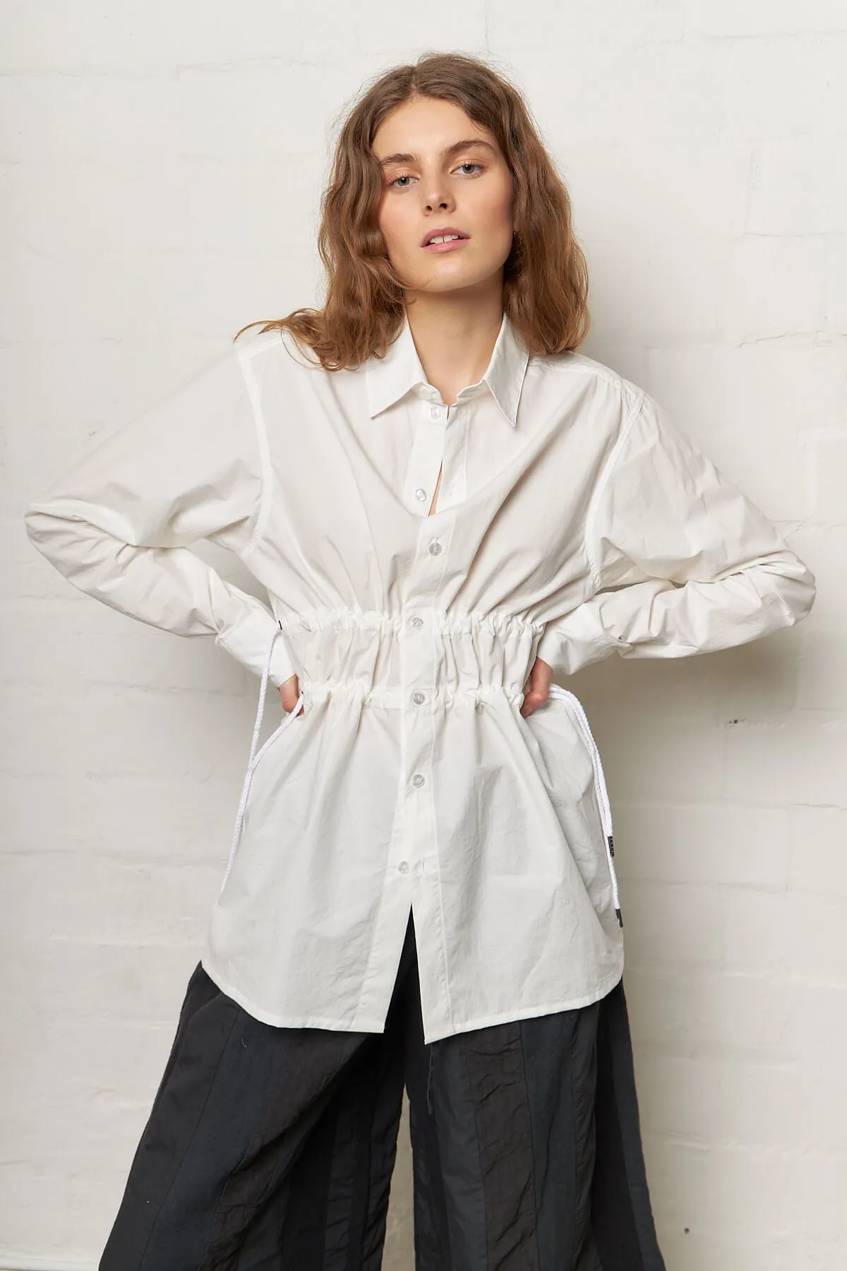 Shirt With Drawstring White