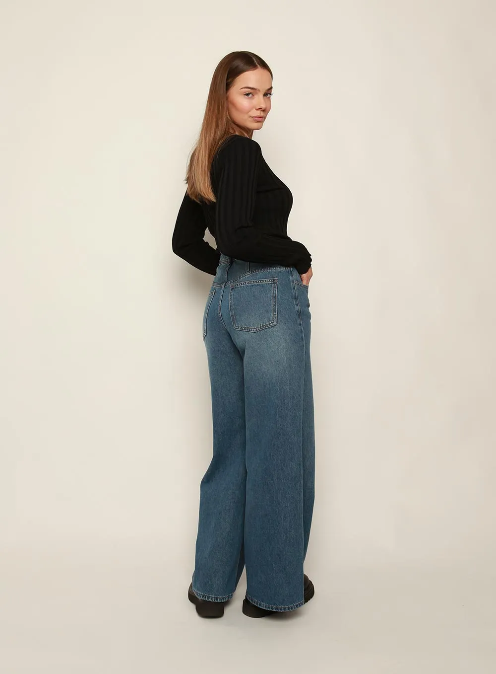 Sienna High Rise Wide Leg Jean-BLUE