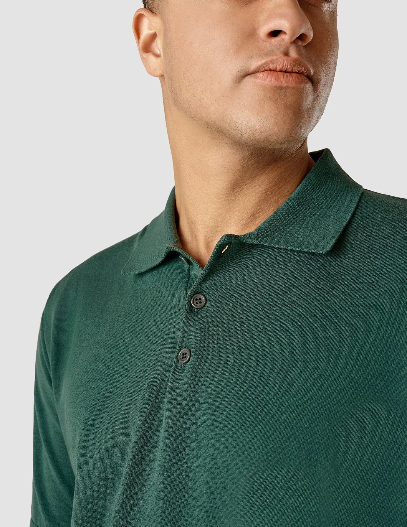 Silk / Cotton Short Sleeve Polo Forest Green