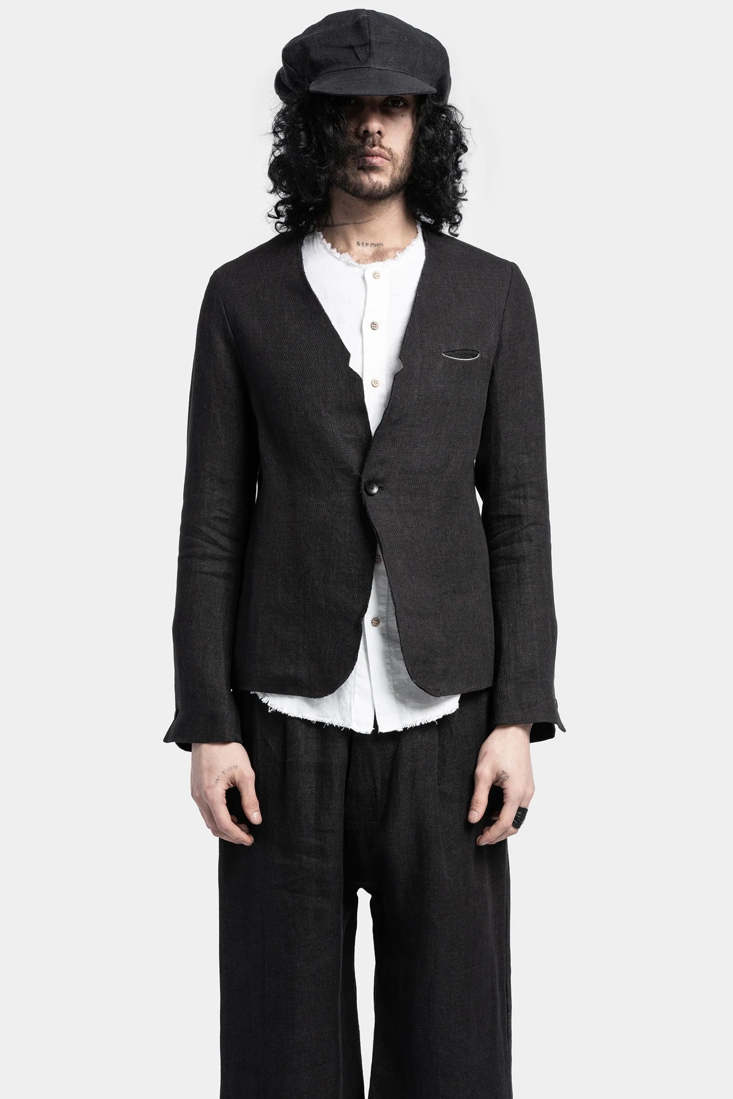 Single button linen blazer