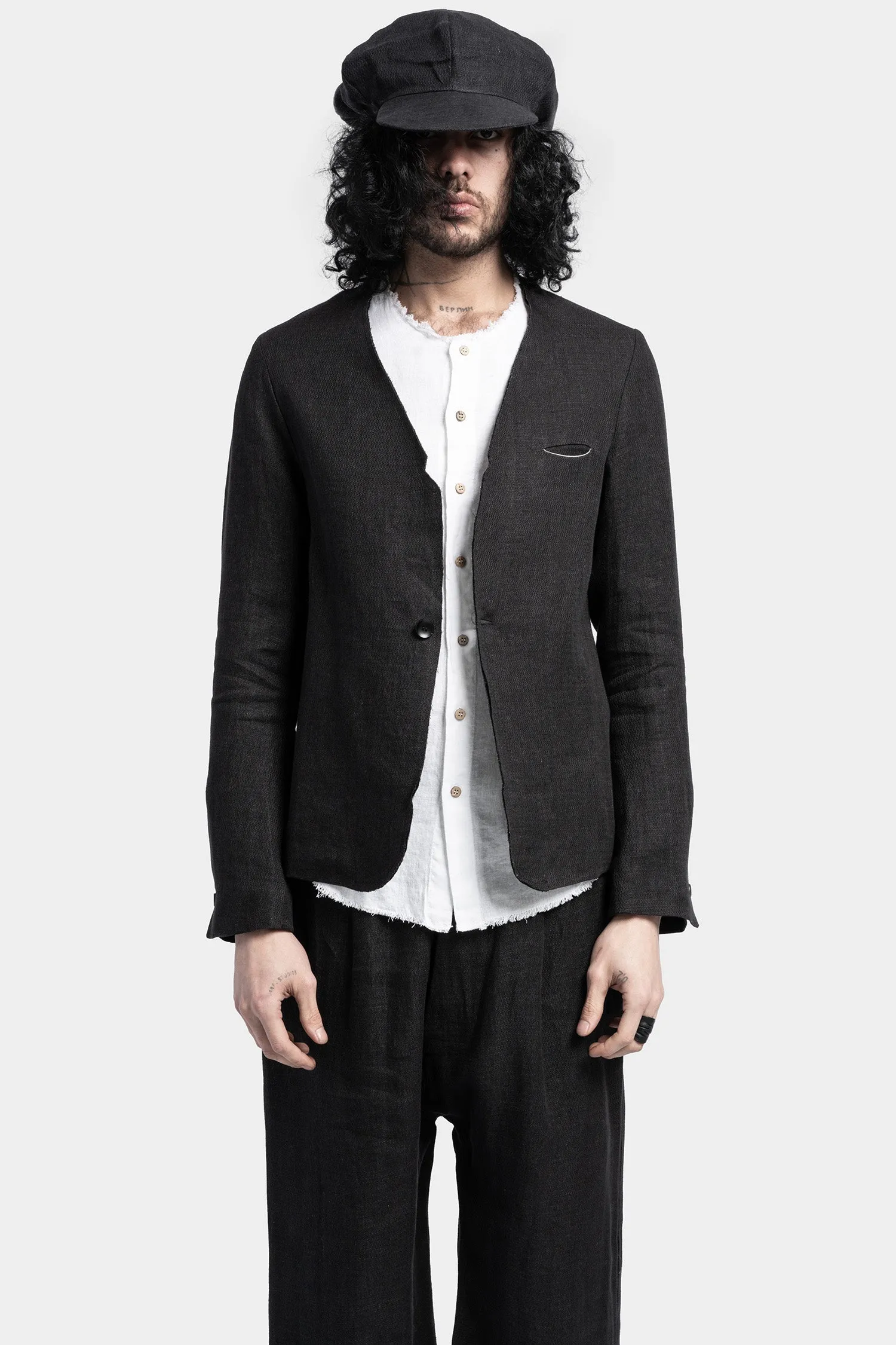 Single button linen blazer