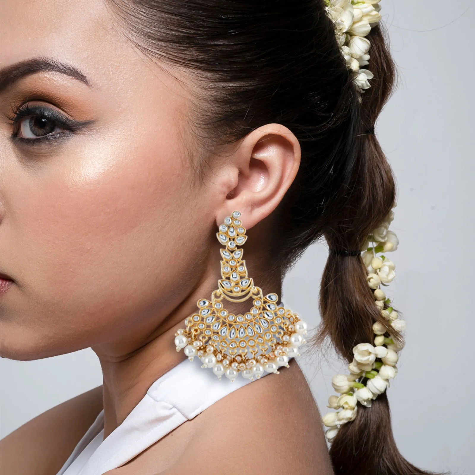 Teejh Adhira Pearl and Polki Earring