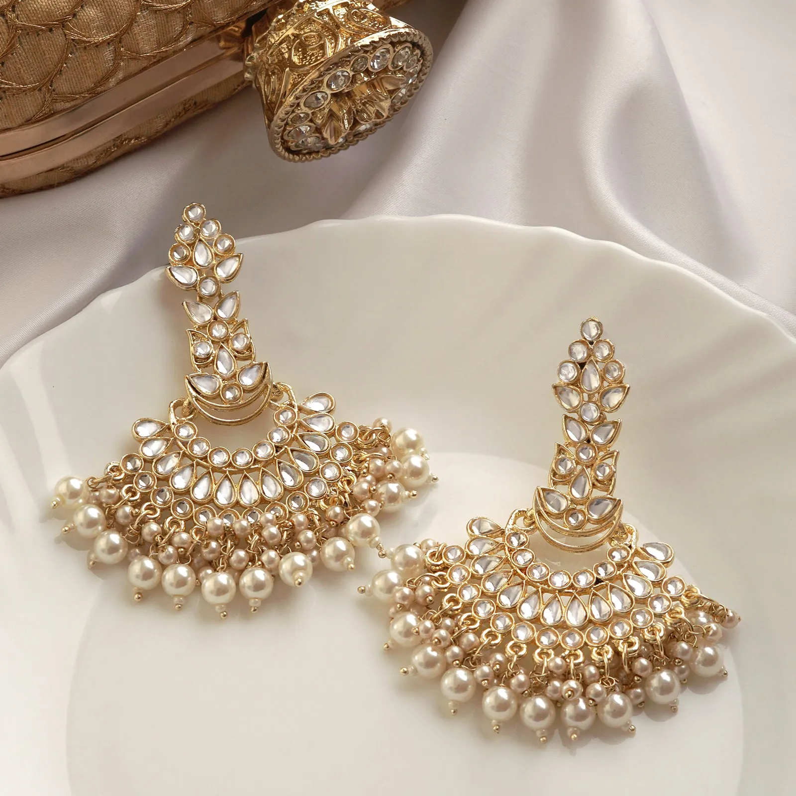 Teejh Adhira Pearl and Polki Earring