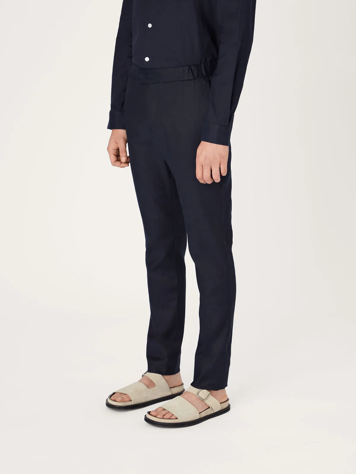 The 24 Trouser Linen || Navy | Linen