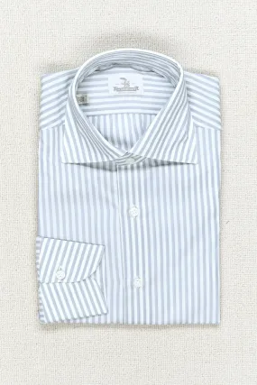 The Armoury Exclusive Carlo Riva White/Grey Butcher Stripe Cotton Spread Collar with Clean Collar Stitching Shirt