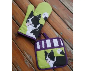 Thomas Cook Oven Mitt & Pot Holder Set- Border Collie