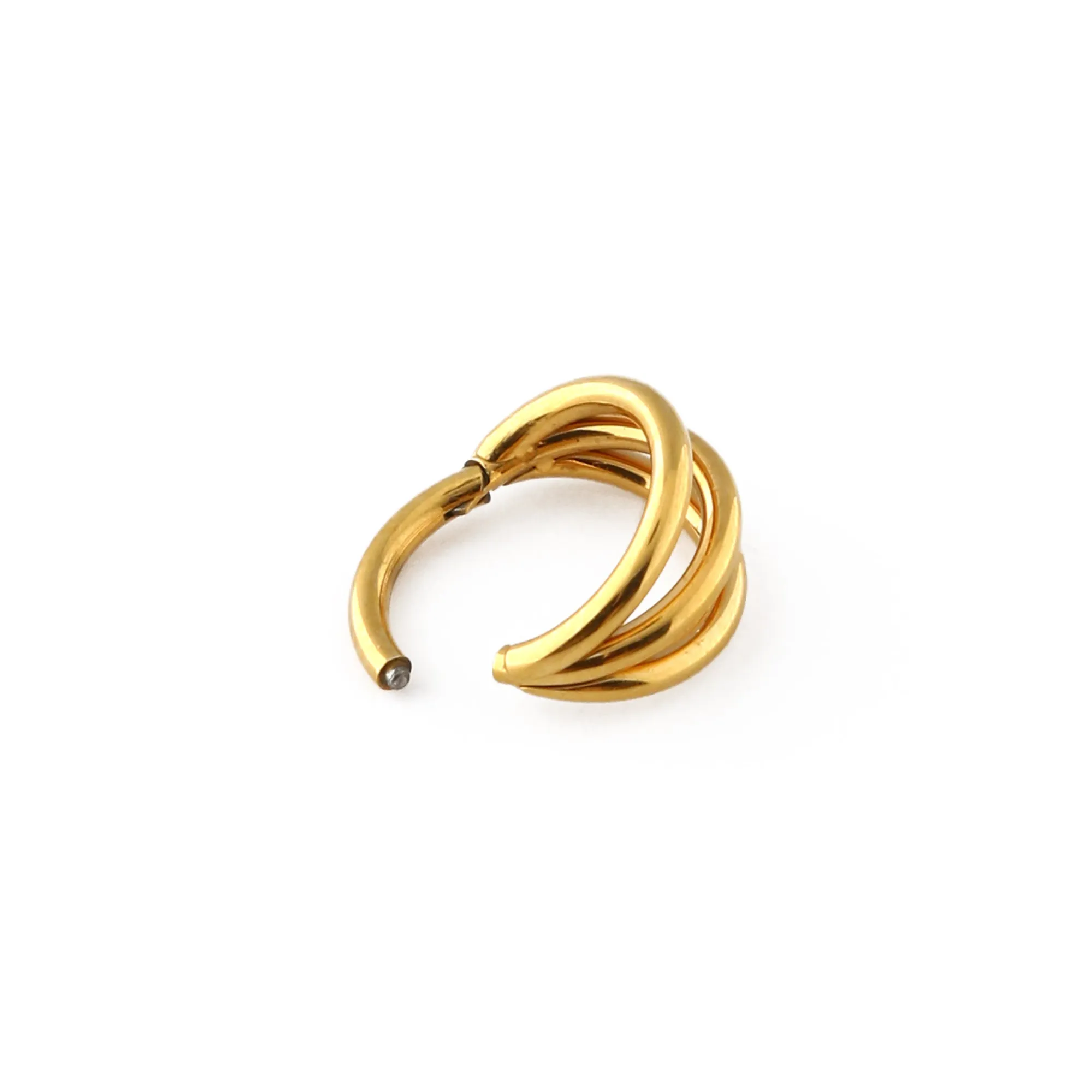 Triple Row Clicker Hoop 8mm - Gold