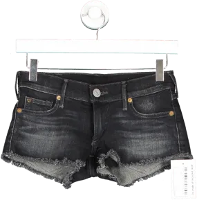 True Religion Black Raw Hem Jean Shorts UK XXS