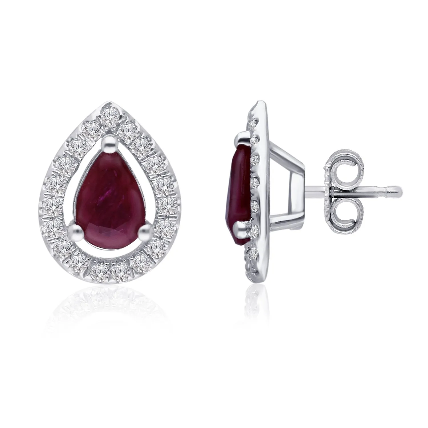 White Gold Ruby & Diamond Heirloom Stud Earrings