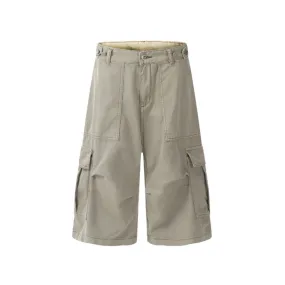 Wide-leg Calf-length Cargo Shorts