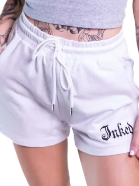 Women's Inked Logo Sweat Shorts - White