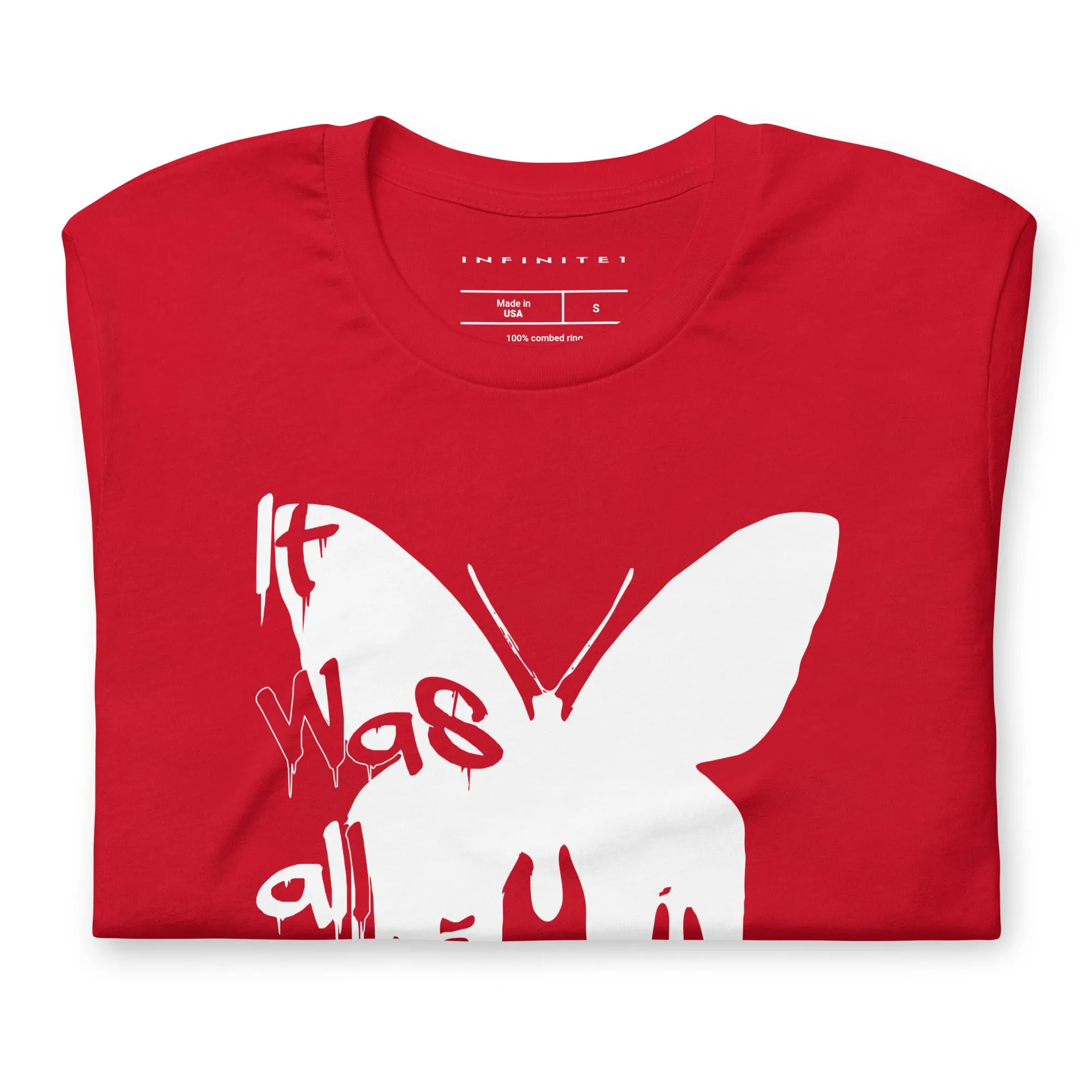 Women's Slogan And Melting Butterfly Graphic T-shirt