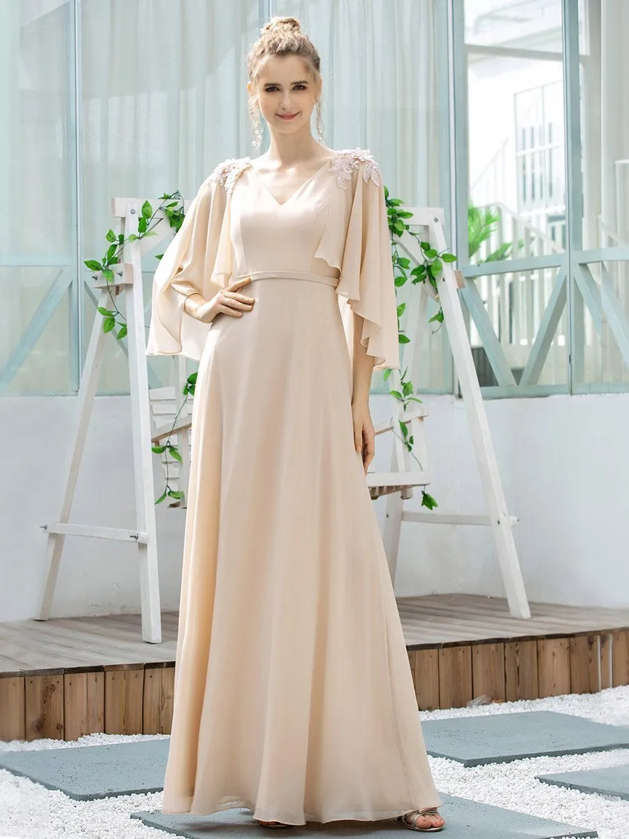 Women's V Neck Chiffon Bridesmaid Dresses with Wraps