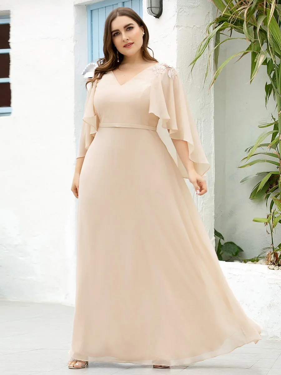 Women's V Neck Chiffon Bridesmaid Dresses with Wraps